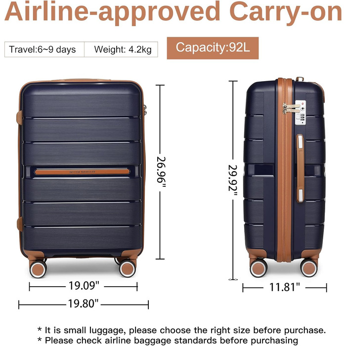 Чемодан British Traveller Mittelgroß: міцний валіза на 4 колесах з TSA-замком, 66 x 43.3 x 28.5 см, бежевий (темно-синій), 24+28 дюймів