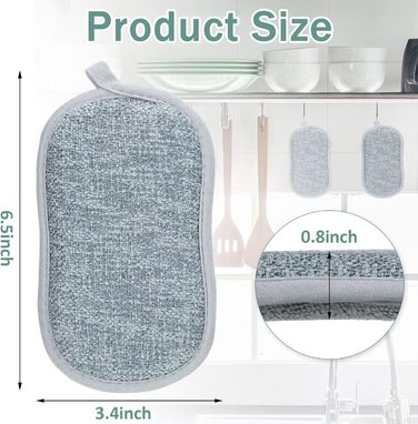 24-Piece Multi-Purpose Sponges, Scratch-Resistant, Microfiber Sponge, Cleaning Sponge, Reusable Dish Sponges for Dishwashing with Robust Scrubbing Power (gray)