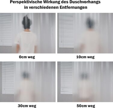 Шторка для душу AooHome 180x200 см, прозора, біла, з 5 магнітними важестями, 12 гачками, з рельєфним малюнком, водовідштовхувальна, антигрибкова, для ванни, для ванної кімнати