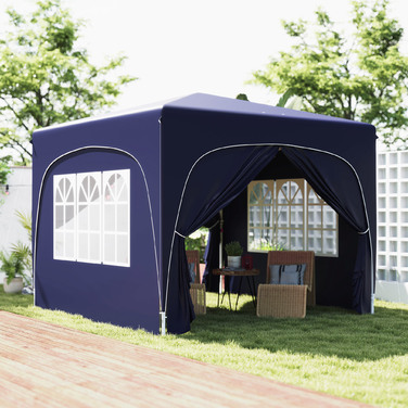 Outsunny 3x3m Gazebo, Water-Resistant, Stable, Winter-Proof, Pop-Up Folding Gazebo, UV Protection 50+, Foldable Party Tent, Garden Tent with 4 Side Walls, Bag, Garden Gazebo for Camping, Garden, Dark Blue | Aosom