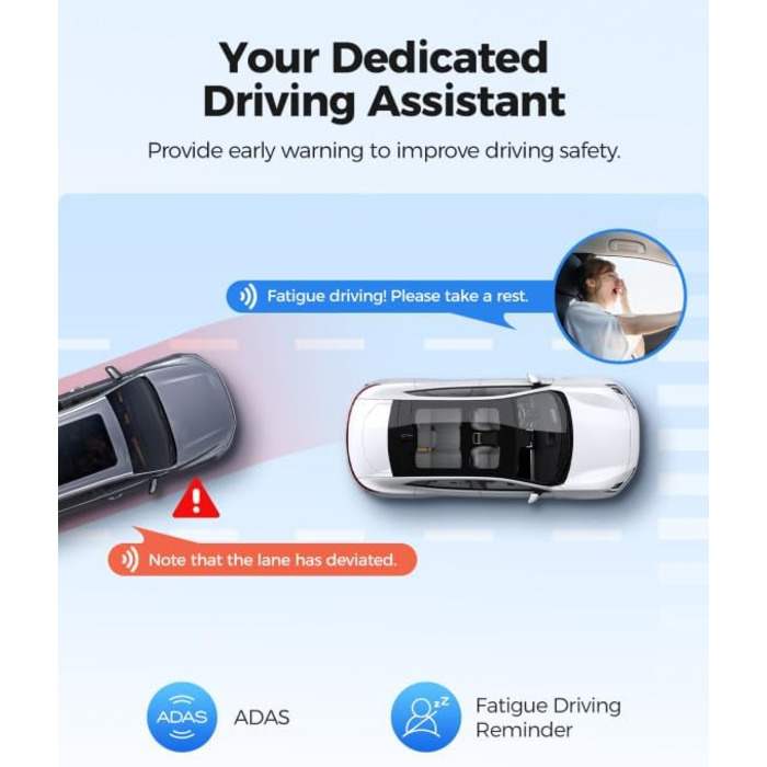 Відеореєстратор AZDOME Dashcam Auto Vorne Hinten 4K+1080P з WiFi, GPS, ADAS, Super Nachtsicht, G-Sensor та Parküberwachung