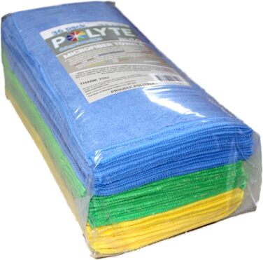 Універсальна мікрофібра Polyte для прибирання, 300 GSM, 40.6x40.6 см, набір 36 шт (синій, зелений, жовтий)