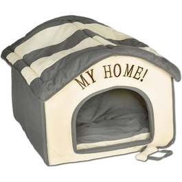Indoor Dog House - Plush Fabric Retreat 60x60x50cm - Grey Beige