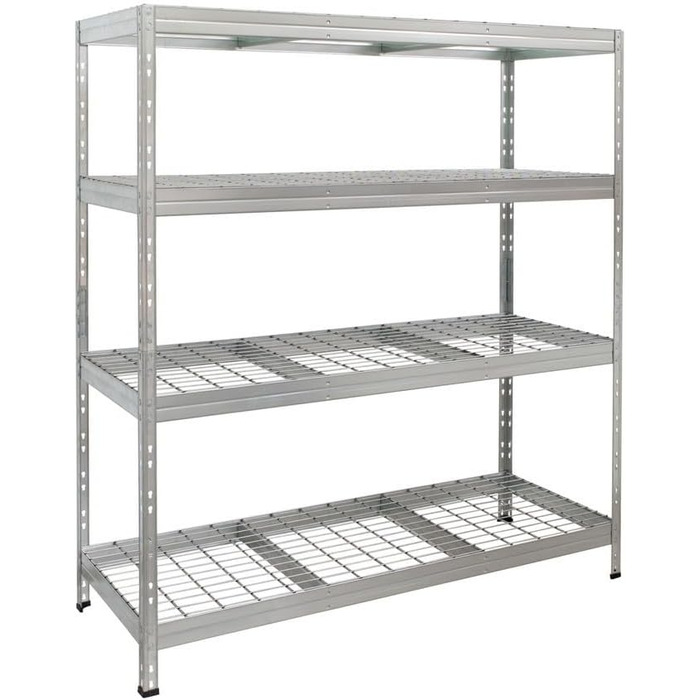 Вуличний металевий стелаж для важких вантажів, 1500 кг, 180x90x45 см, 5 полиць, оцинкований, TÜV, тип L