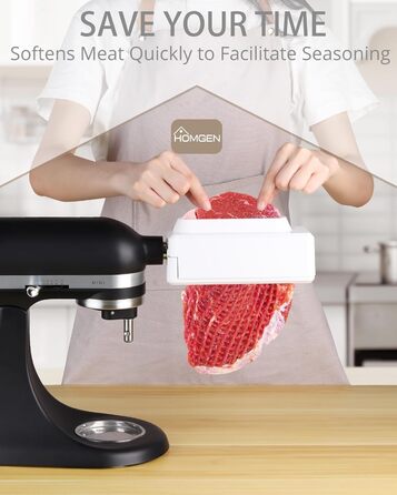 Насадка для KitchenAid – м'ясорубка HOMGEN з нержавіючої сталі, біла, для всіх моделей, м'ясокрут із зубчастими шестернями