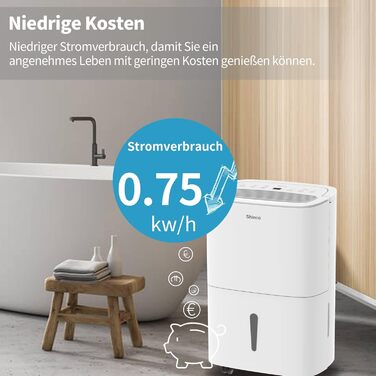 SHINCO 30L Електричний Зволожувач Повітря з WiFi, 30л, для 105м³ (35м²), Автоматичний перезапуск, Таймер 24г, Фільтр Активне Вугілля, Постійний Злив, SDZ1-50D