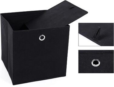SONGMICS Storage Box, 6 Pack, Folding Box, Foldable Organizer, with Finger Hole, 30 x 30 x 30 cm, Black, RFB02H-3