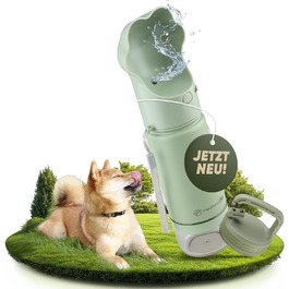 Hana Pets: Поїлка для собак у дорозі з кришкою та контейнером для їжі - ідеальна для подорожей та активного відпочинку. Ізольована фляга з нержавіючої сталі з додатковим кришкою та карабіном.