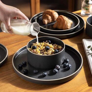 Набір посуду LeRatio для 6 осіб, 18 предметів, кераміка, стійкий до подряпин, сірий та білий (18 предметів)