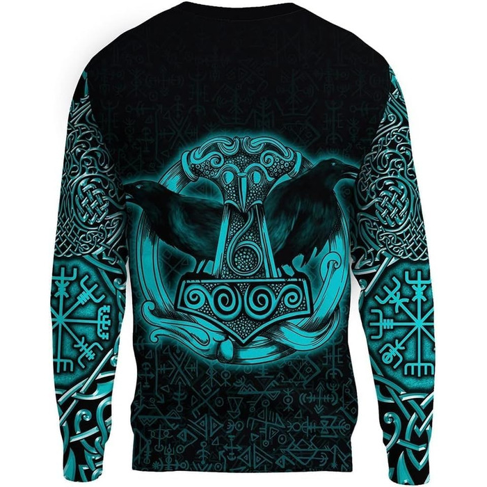 ЛУОН Худі з блискавкою для чоловіків Viking Nordic Raven, вінтажна толстовка з капюшоном, одяг у стилі tree wear (L)