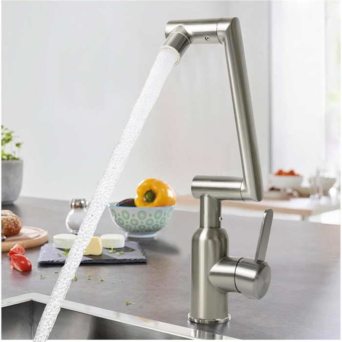 Кухонний змішувач Vorfenster з висувною насадкою, 1080° обертання, 2 режими, нержавіюча сталь, для кухні/ванної кімнати