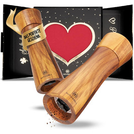 BUTLERBELL® Salt and Pepper Mill Wood in Luxury Gift Box with Heart - ideal as a Wedding Gift | Wedding Gifts | Wedding Gifts for Bride and Groom | Housewarming Gift (Angel)