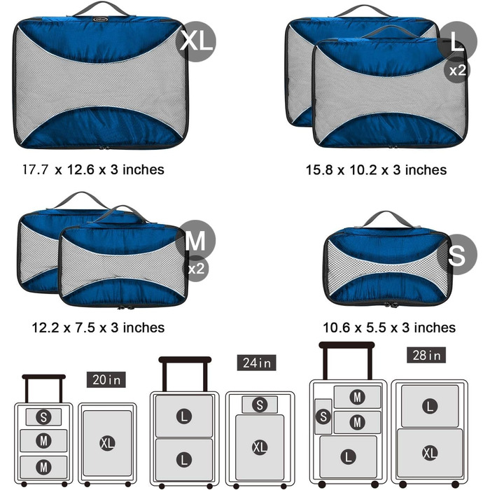 Органайзери для валізи G4Free - Набір для подорожей (3/6/7 шт.)