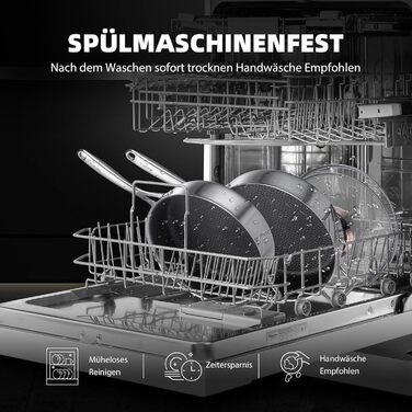 Сковорода з кришкою 26 см, антипригарне покриття Hybrid, холодна ручка, придатна для миття в посудомийній машині, без PFAS, PFOA та PTFE, термостійка до 260 °C, сумісна з усіма типами плит (WQ-D)