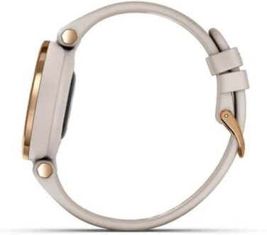 Розумний годинник Garmin Lily™ з сенсорним екраном та унікальним об'єктивом, світло-золотистий з білим шкіряним ремінцем