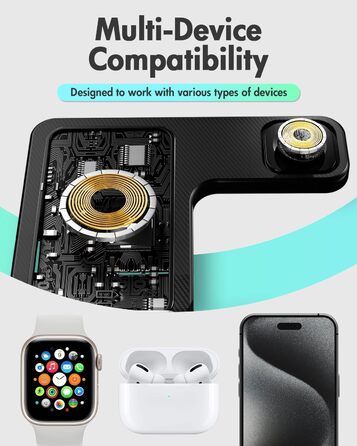 Бездротова зарядка 3-в-1 для Apple iPhone, Apple Watch, AirPods - компактна, для дому, офісу, подорожей