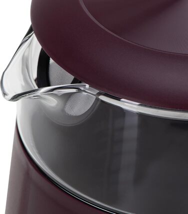 Електричний чайник Adler з регулюванням температури 2200W – 1,7L з LED-дисплеєм та сенсорною панеллю, 5 програм, функція підтримки тепла, фільтр, Бургунді, Золотий