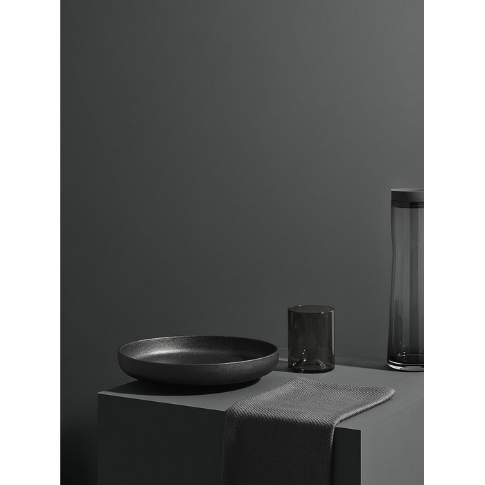 blomus -SPLASH- Water carafe made of smoked glass, smoky/dark grey, 1-liter capacity, silicone/stainless steel lid, easy handling (W / D / H: 29.5 x 9 x 9 cm, 63807)