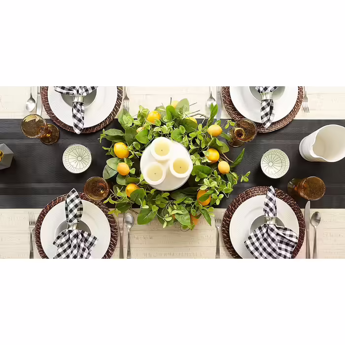 DII PVC Tablecloth Collection - Woven for Indoors and Outdoors, Polyvinyl Chloride, Black, Table Runner, 14x72