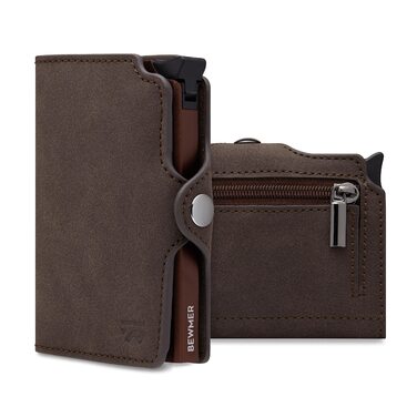 BEWMER Елегантне шкіряне картхолдер/портмоне з RFID-захистом | Для жінок та чоловіків | Колір: коричневий