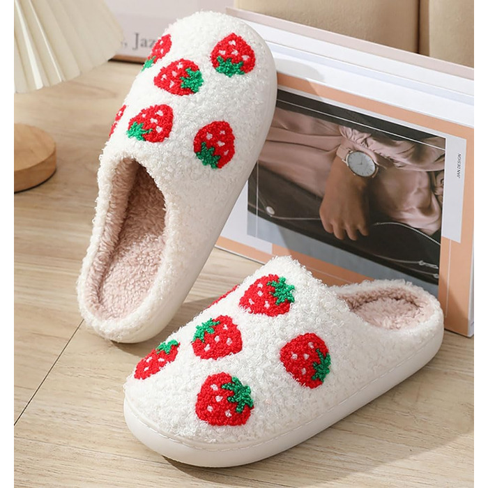 Тапочки домашні жіночі та чоловічі зимові теплі з м'якою підкладкою. Модель 'Клубніка' (38/39 EU)