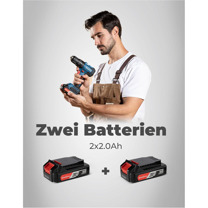 Акумуляторний ударний дриль-шуруповерт DongCheng 18V 50Nm, безщітковий, комплект 19 шт.