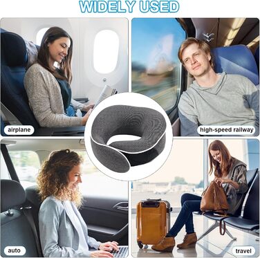 Подушка для шиї у подорожах Memory Foam - Подушка-вишийначка з маскою для сну та навушниками - Сіра