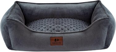 Dog Bed for Small and Medium Dogs 65x55x18cm, Washable Dog Cushions, Removable Cover, Dog Sofa Dog Basket with Raised Edges, Fluffy Cat Bed Dog Bed with Nubs, Dark Grey