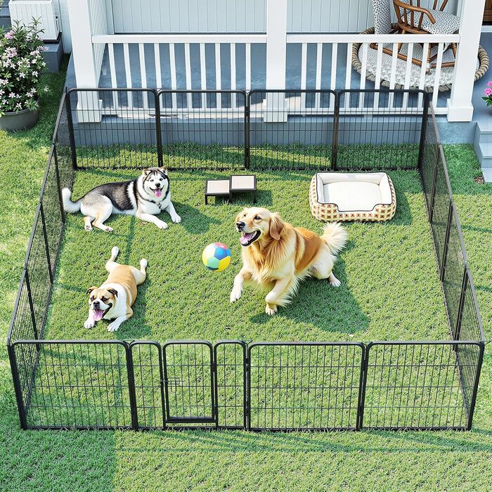 Клітка для собак на вулицю, загін для тварин, вольєр для цуценят, 61x6 панелей, чорний
