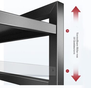 Поличка для мікрохвильової печі, 2-ярусна, чорна, 36,5 x 40 x 46 см