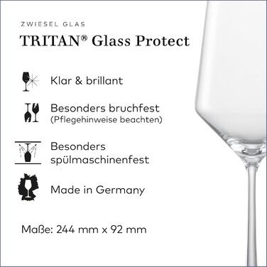 Бокали для червоного вина Zwiesel Glas Pure, набір 2 шт, кришталеві келихи з Tritan, німецьке виробництво, підходять для посудомийної машини