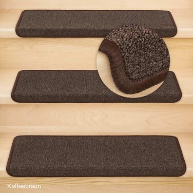 Kettelservice-Metzker Stair Treads/Step Mats in a 15-Piece Value Set, Rectangular, Coffee Brown, Coffee Brown, Rectangular, 15 Pieces