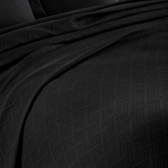 Чорна денна ковдра з наволочками з бавовни, повний розмір