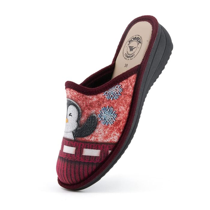 Тапочки жіночі JOMIX Winter Hausschuhe, зручні домашні капці, італійські сліпони для дому (39 EU, бордовий)