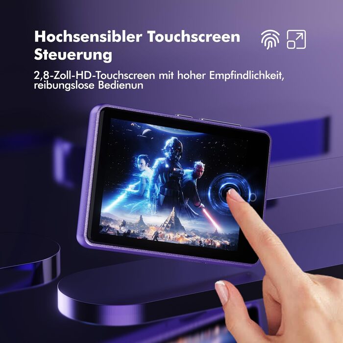 Дитячий MP3-плеєр з Bluetooth 5.3, вбудованим динаміком та сенсорним екраном 2.8