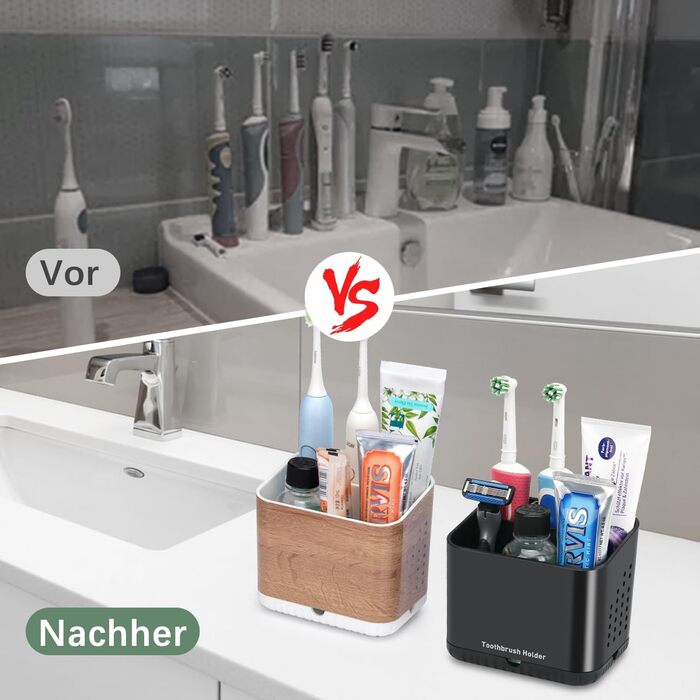 Тримач для зубних щіток електричних, органайзер для ванної кімнати, великий, чорний