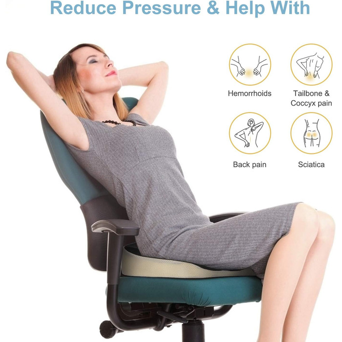 Гелеве сидіння Feagar: ортопедична подушка для офісного крісла, авто, інвалідного візка, для спини, гелевий наповнювач, 60-100 кг