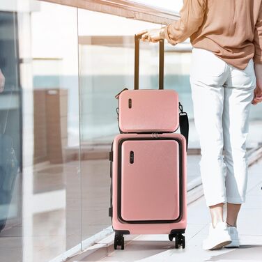 Міцний валіза на колесах з обертовими колесами, легка сумка-переноска, косметичка, 50,8 см, ручна поклажа 22 дюйми, рожевий колір