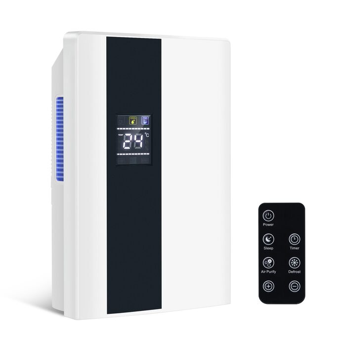 CITYBEE Електричний осушувач повітря - тихий осушувач з відведенням води, пульт дистанційного керування, таймер 24 год, автоматичне відтавання та UV-очищення. Підходить для підвалів та спалень. Потужність 2000 мл, білий.