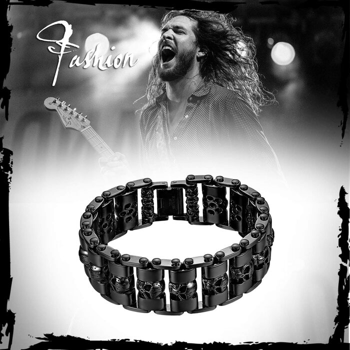 Чоловічий браслет OIDEA з черепом: важка ланцюгова браслет, готичний стиль, череп, хрест, ланцюг для мотоцикла, подарунок для чоловіків