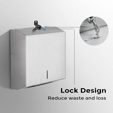 Modunful Multifold Paper Towel Dispenser - Multifold Trifold Paper Towel Dispenser, Large Capacity Stainless Steel Tissue Holder, Suitable for Bathrooms and Public Places (Silver 5823)