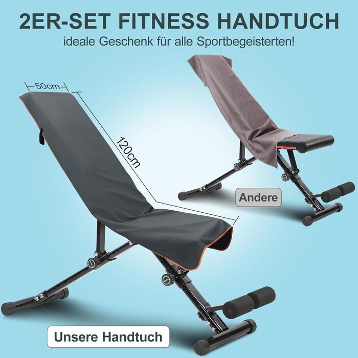 Набір спортивних рушників 2 шт. 120x50 см з кишенею на блискавці, мікрофібра, для фітнесу, тренувань, кемпінгу, подорожей (сірий-жовтий)