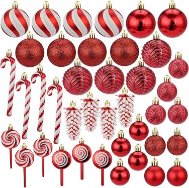 Набір прикрас на ялинку 40 шт. Червоні ялинкові кулі з пластику, міцні, для декорування ялинки