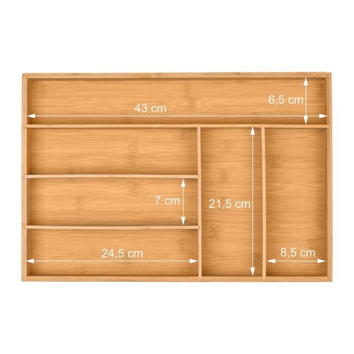Relaxdays Bamboo Cutlery Box with 6 Compartments