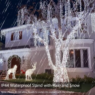 Ланцюжок прикрас Joomer 200 LED, 20 м, на батарейках з таймером, 8 режимів, вологостійкий, тепле біле світло, для декору саду, вечірки, весілля, внутрішнього та зовнішнього використання