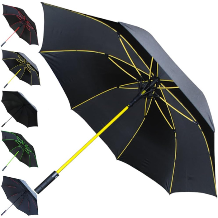 COLLAR AND CUFFS London XL Golf Umbrella - Windproof, Fiberglass Ribs, Automatic Open/Close - Red & Yellow
