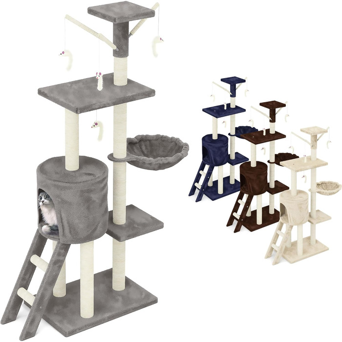 Дряпак для котів Beltom® Kratzbaum 140 см, ігровий комплекс, сірий