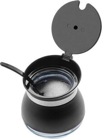 Цукорниця KADAX з ложкою, 270 мл, контейнер для цукру з порошковим покриттям, 9x9 см, цукророзсипник у 2 кольорах, дозатор для спецій з кришкою для чаю, цукру (Чорний)