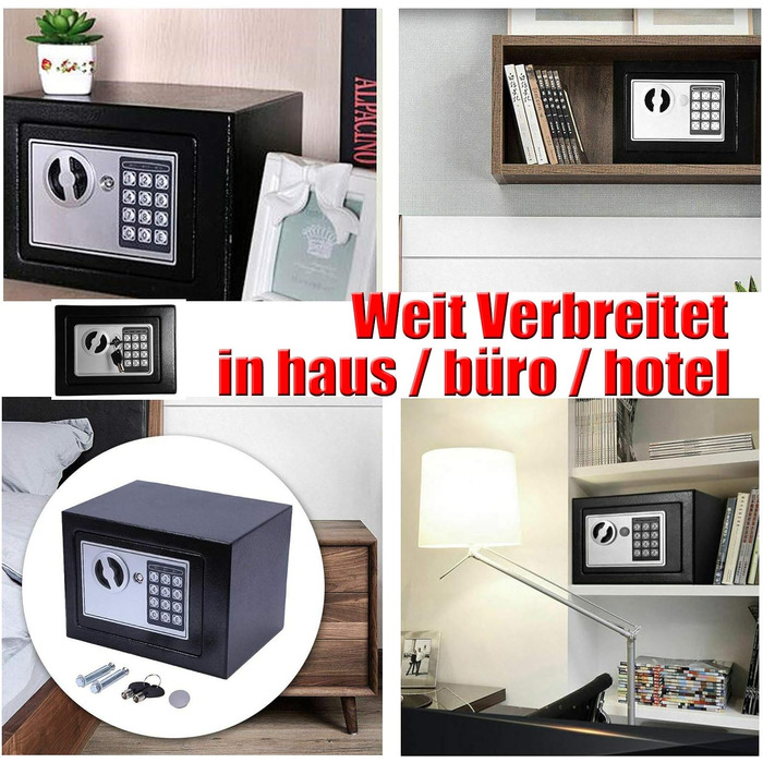 Сейф Tresor з двобічним замком, сталева конструкція, електронний замок та 2 ключі. Підходить для зберігання грошей, ювелірних виробів та цінностей. Об'єм 8.5л, чорний колір