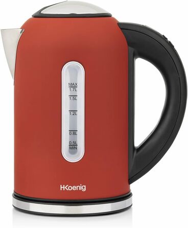 Електричний чайник H.Koenig BOE54 Inox 1.7L з програмуванням температури, червоний